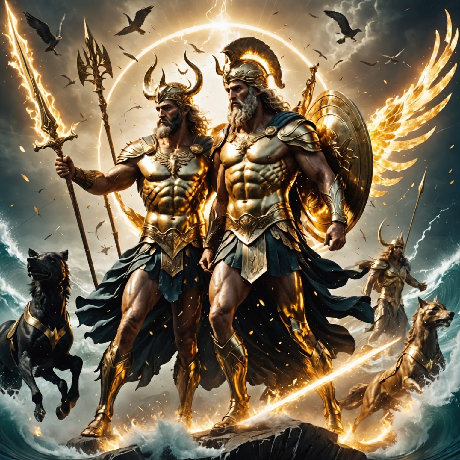 Greek Gods Battle Titans in Epic Hyper-Realistic Digital Art