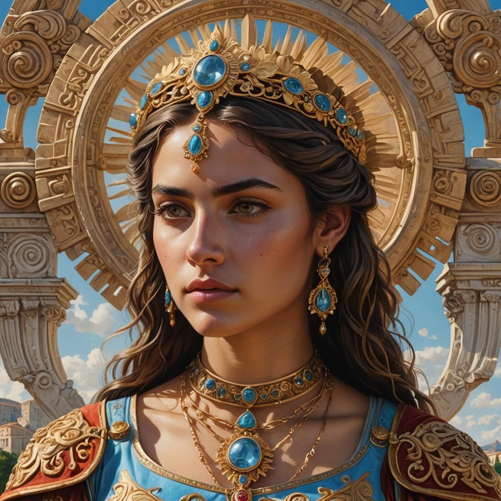 Latin Princess Portrait in Watercolor Fantasy Style