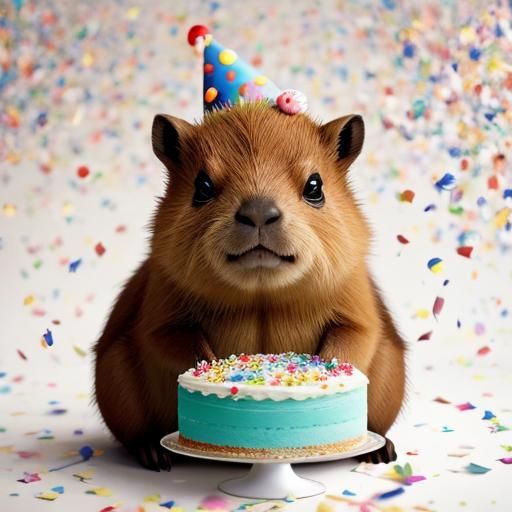 Cute Baby Capybara's Birthday Party