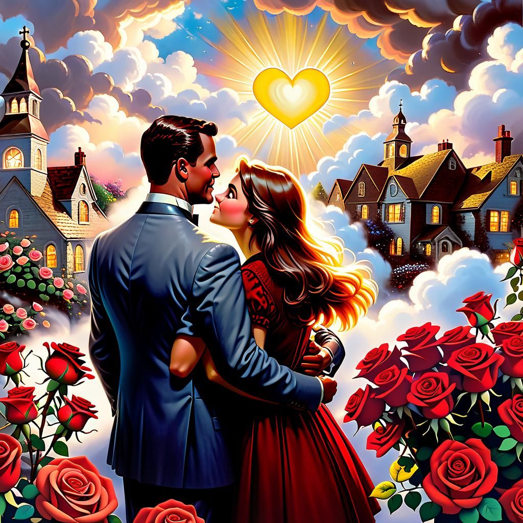 Valentine's Gift: Gentleman Offering Chocolate and Roses