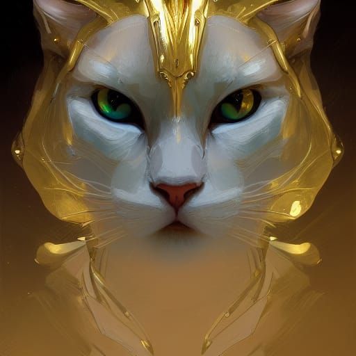 Golden Cat Portrait in Digital Art Style