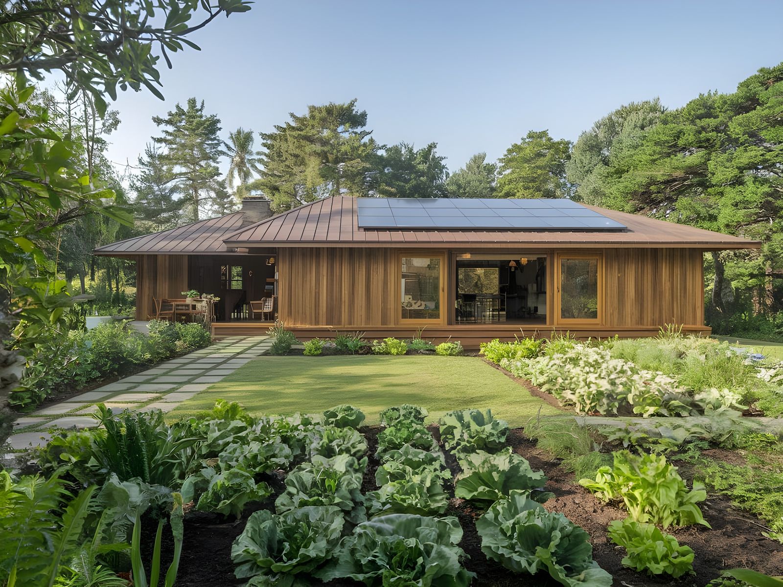 Sustainable Eco Home with Lush Garden and Solar Power