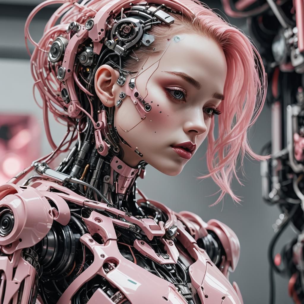 Woman Kissing Robot in Cyberpunk Style Photography