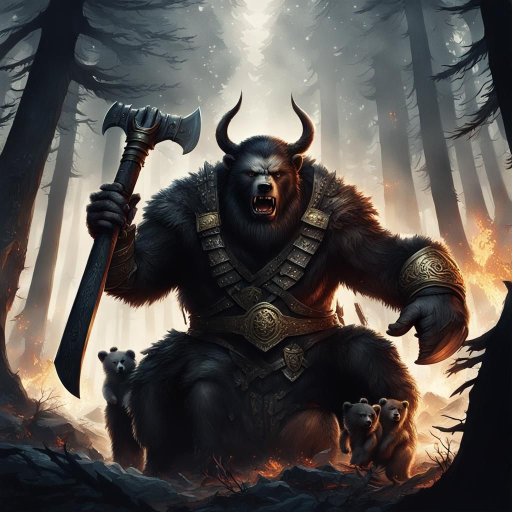 Lord of the Rings Style Barbarian in Dark Forest