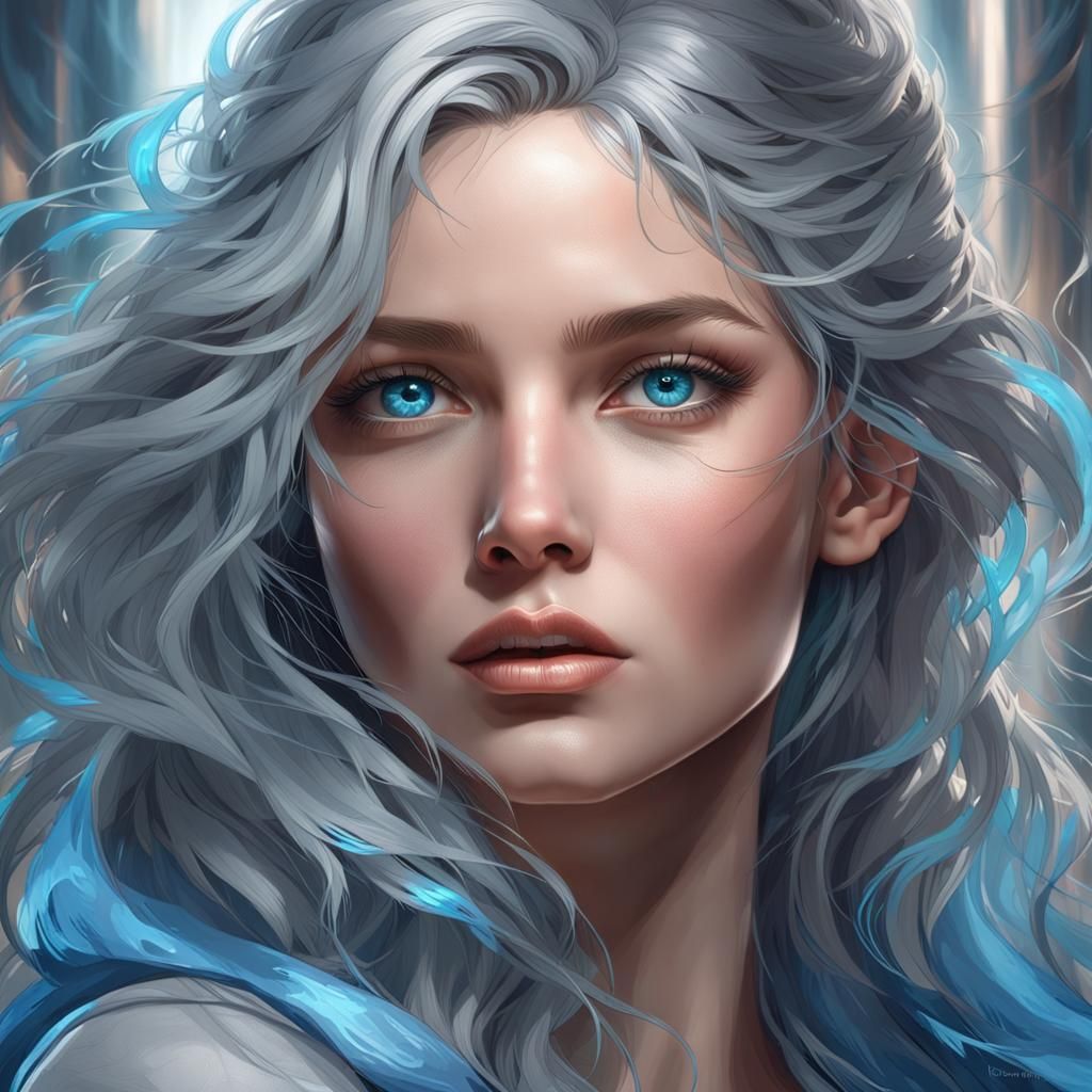 Glamorous Portrait of a Woman with Silver Hair