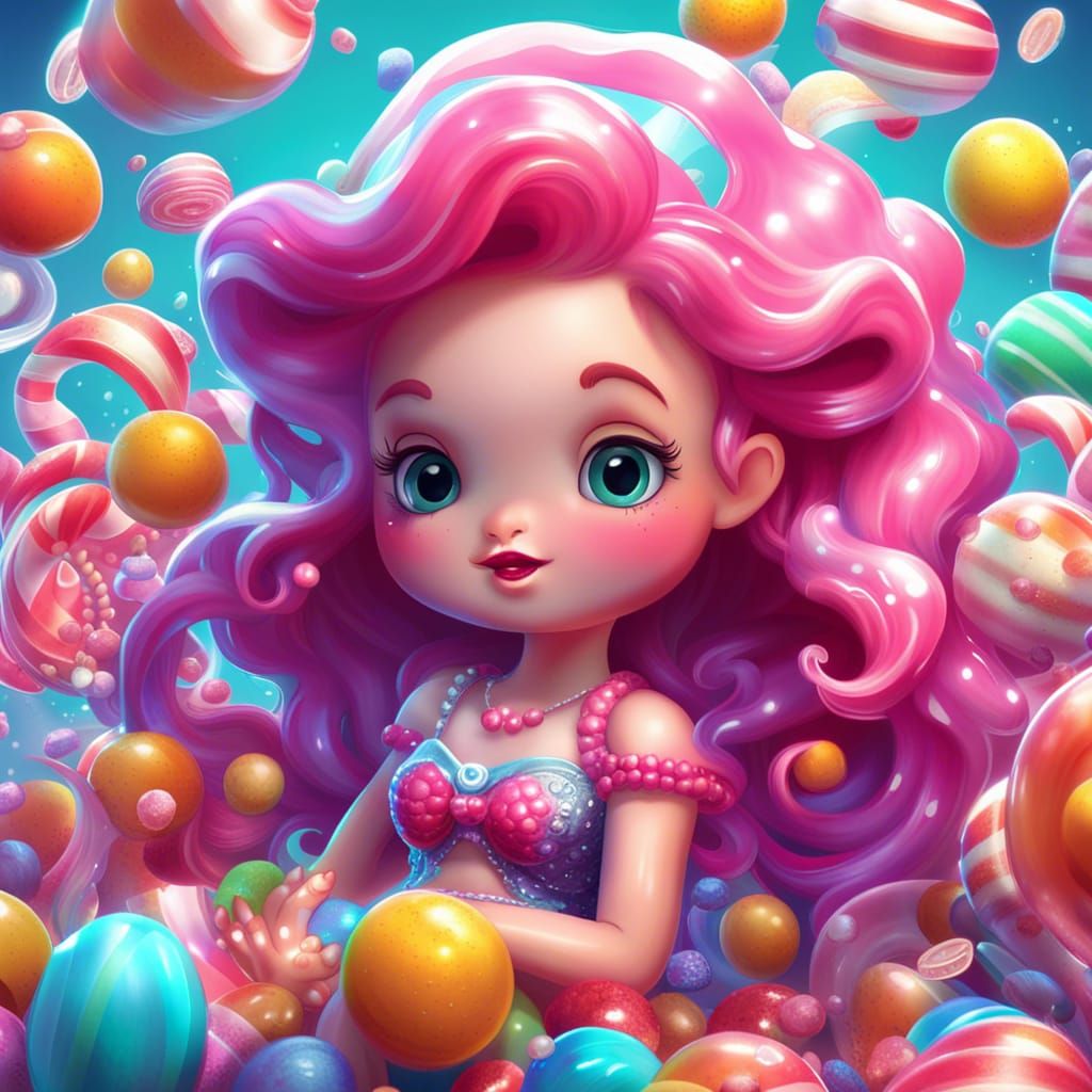 Cute Mermaid in Candyland Art Style