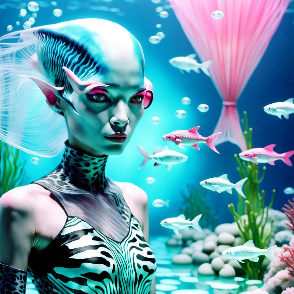 Alien Woman in Frutiger Aero Style Photoshoot