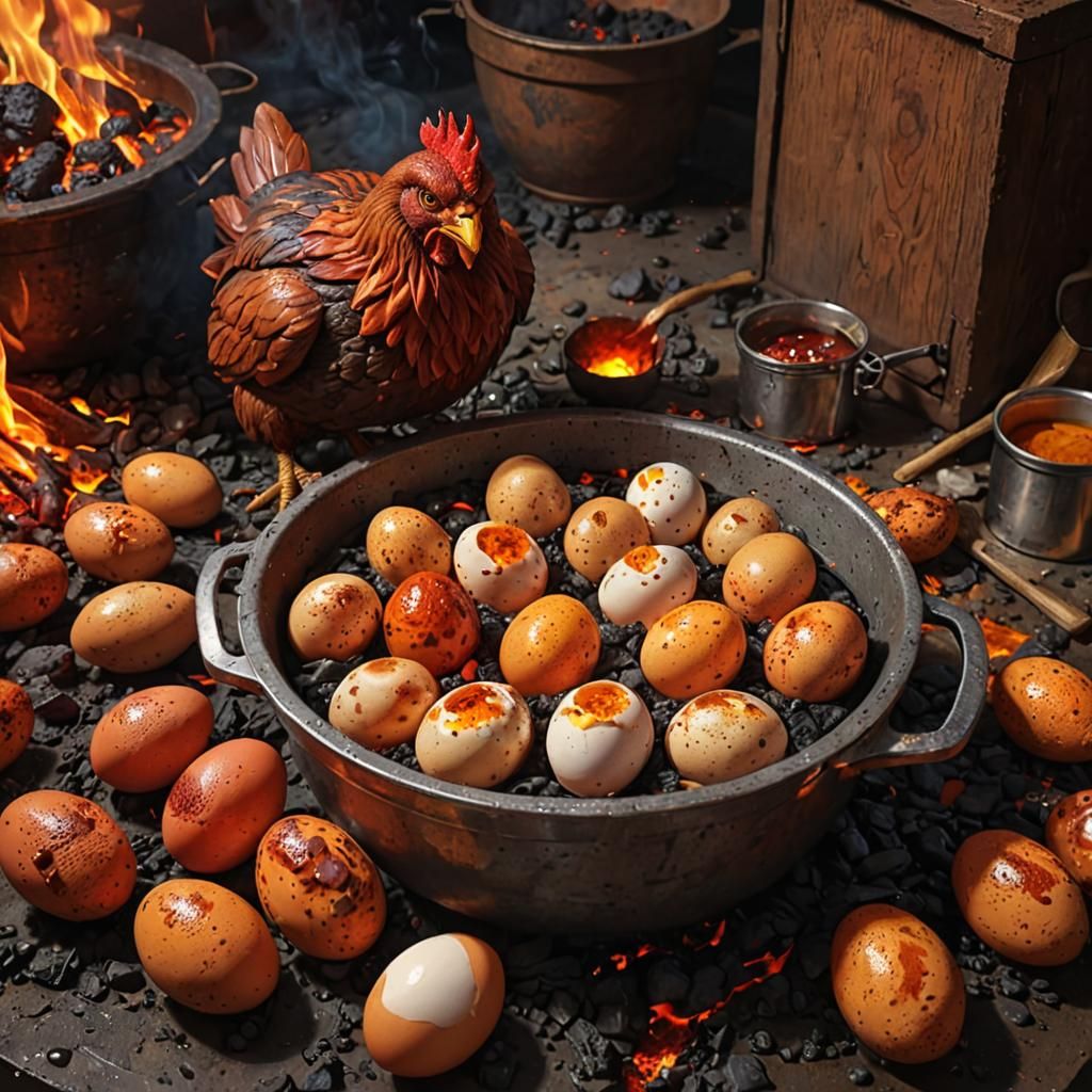 Hyperrealistic Devil Eggs in Hell Kitchen