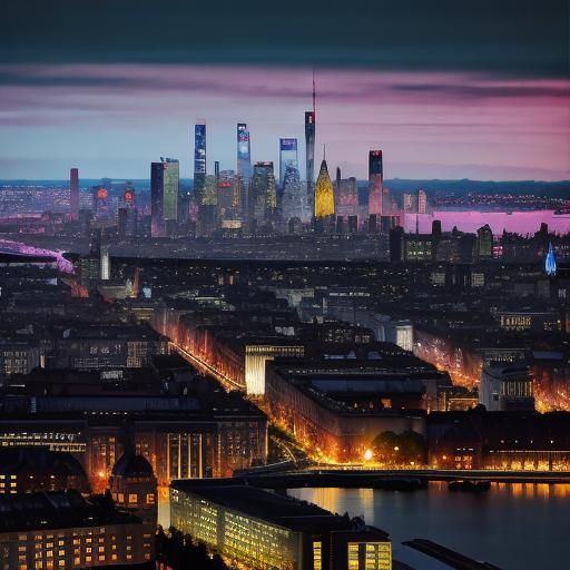 Vampire City Skyline: Gainsborough and Chagall Styles