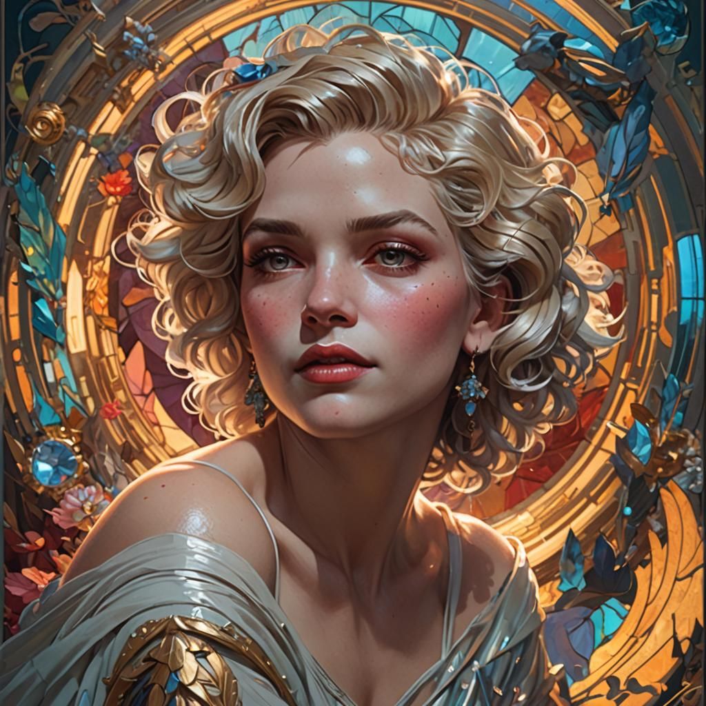 Detailed Marilyn Portrait in Volumetric Lighting