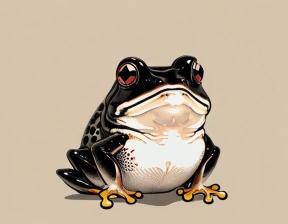 Japanese Woodblock Print of an Ugly Cute Toad