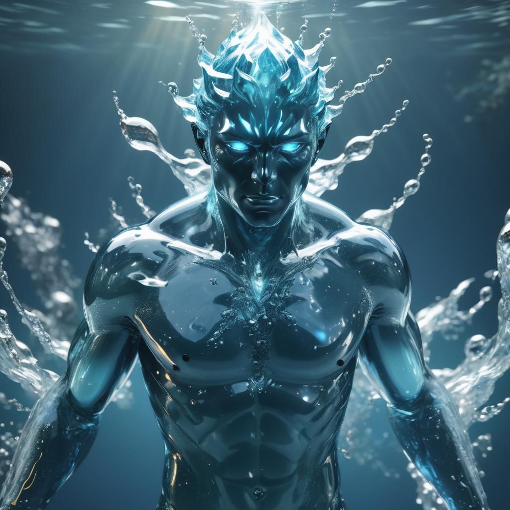 Clear Male Water Elemental in Flowing Water