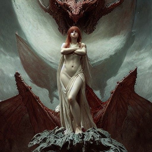 Dragon Goddess in Dark Fantasy Style