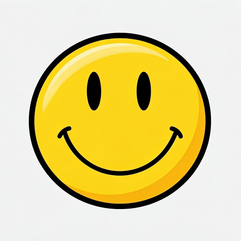 Shiny Smiley Face Sticker in Vintage Style