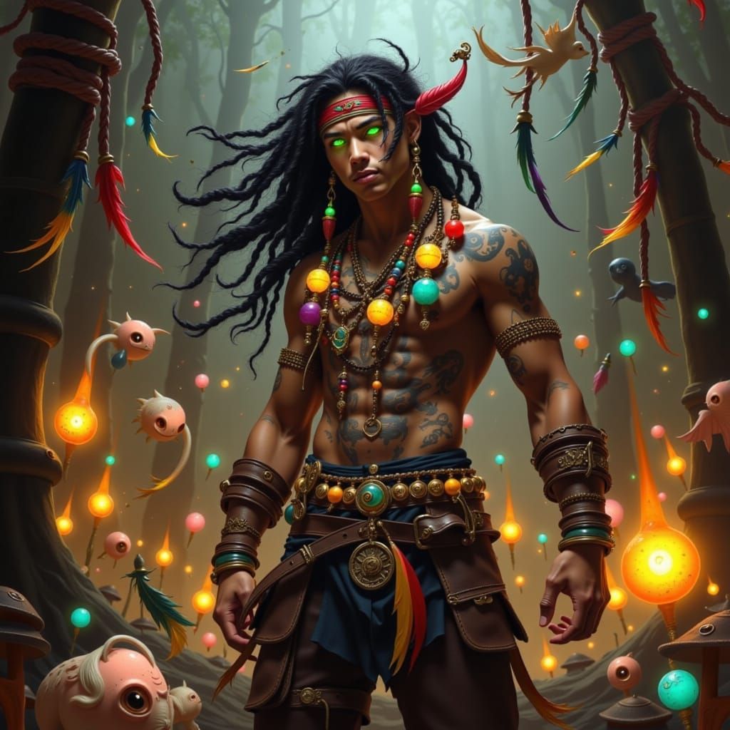 Pirate Cultivator with Tribal Braids and Golden Accents