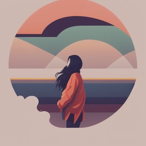 Abstract Woman Portrait in Vector Art Style