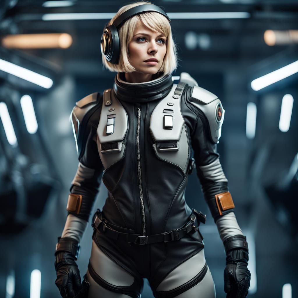 Blonde Woman in Sci-Fi Pilot Suit