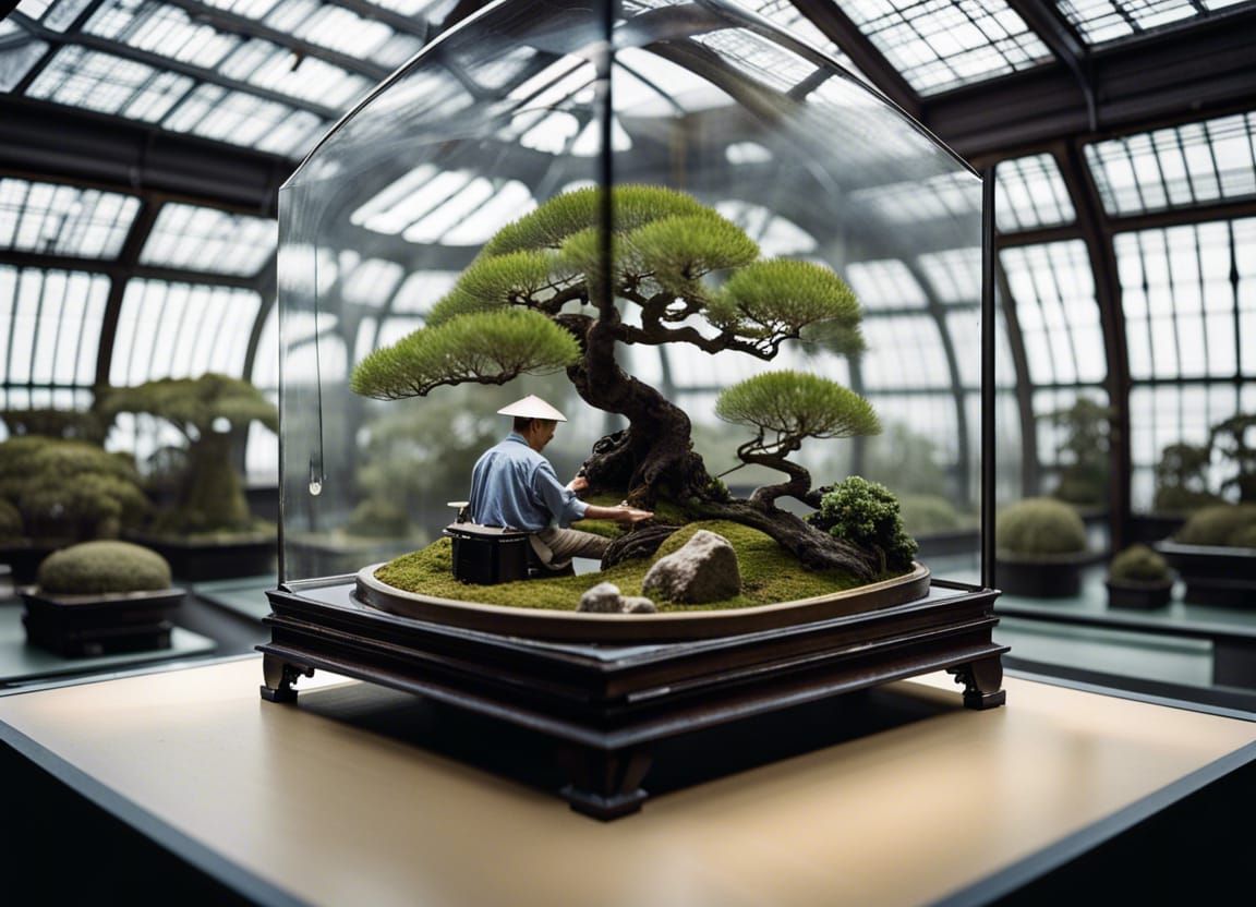 Japanese Master and Bonsai in Paris Conservatory