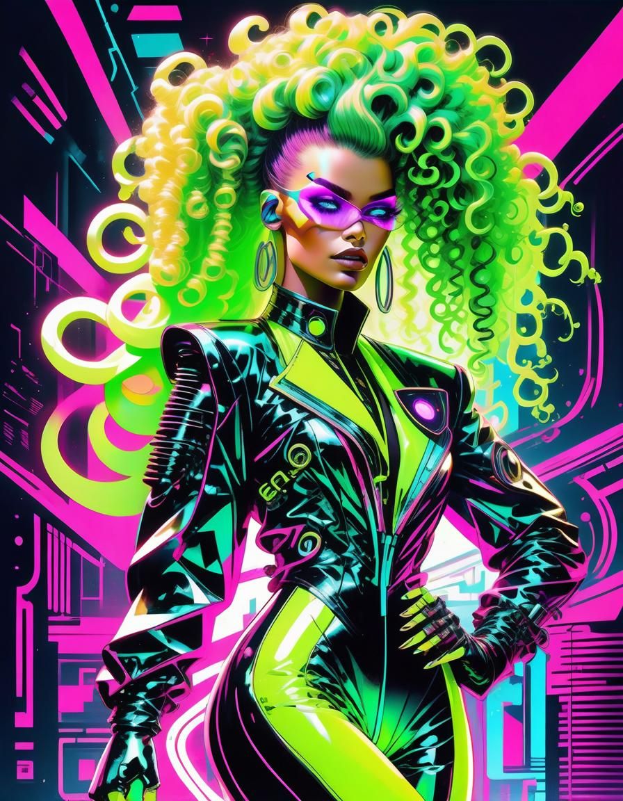 Futuristic 1980s Punk Fashion Illustration