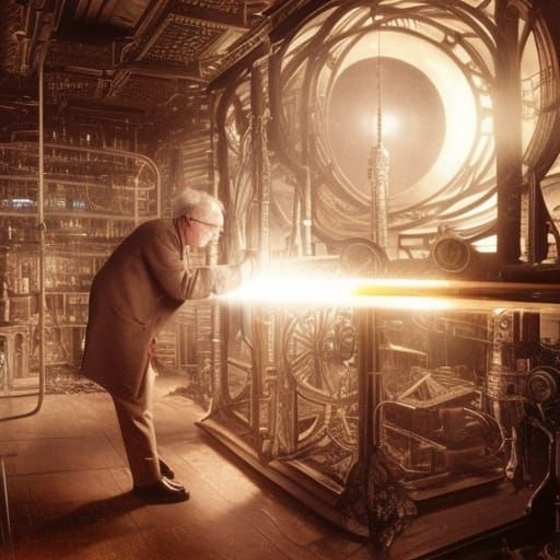 Old Scientist and Time Machine: Digital Matte Painting