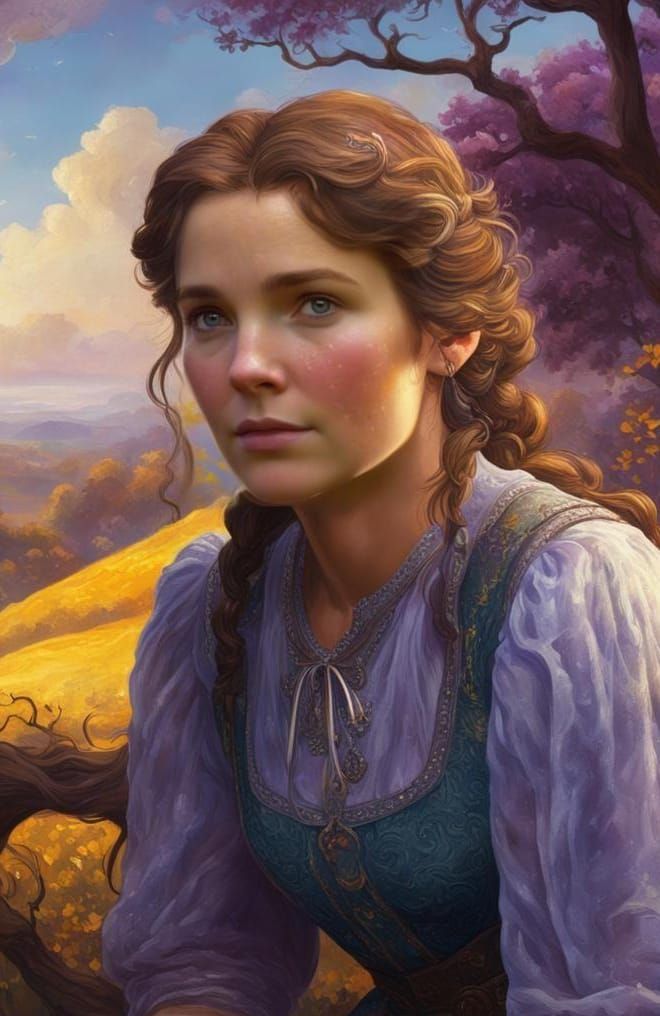 Ethereal Pioneer Woman Radiates in Whispers of a Fantastical...