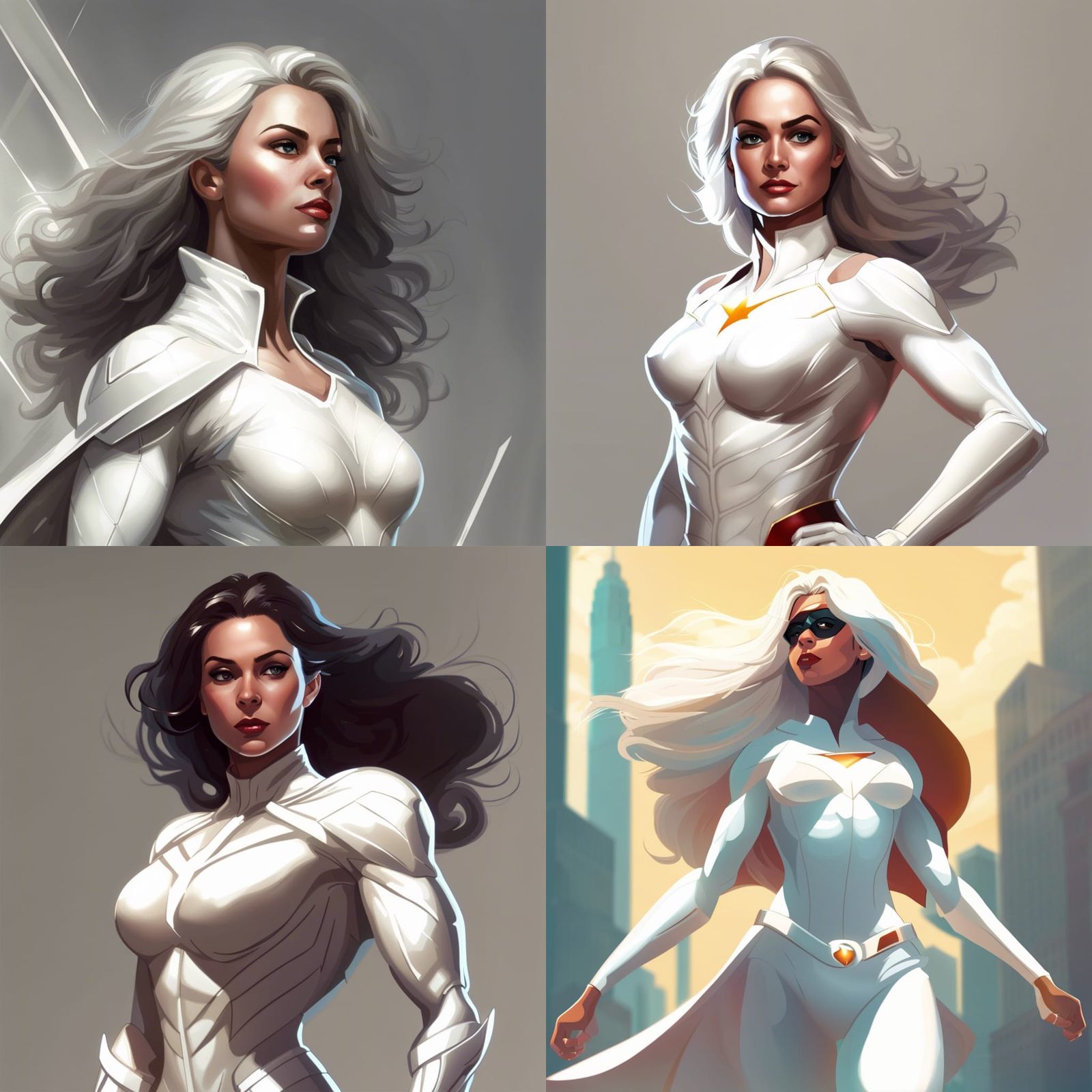 Calm Female Superhero in White Suit