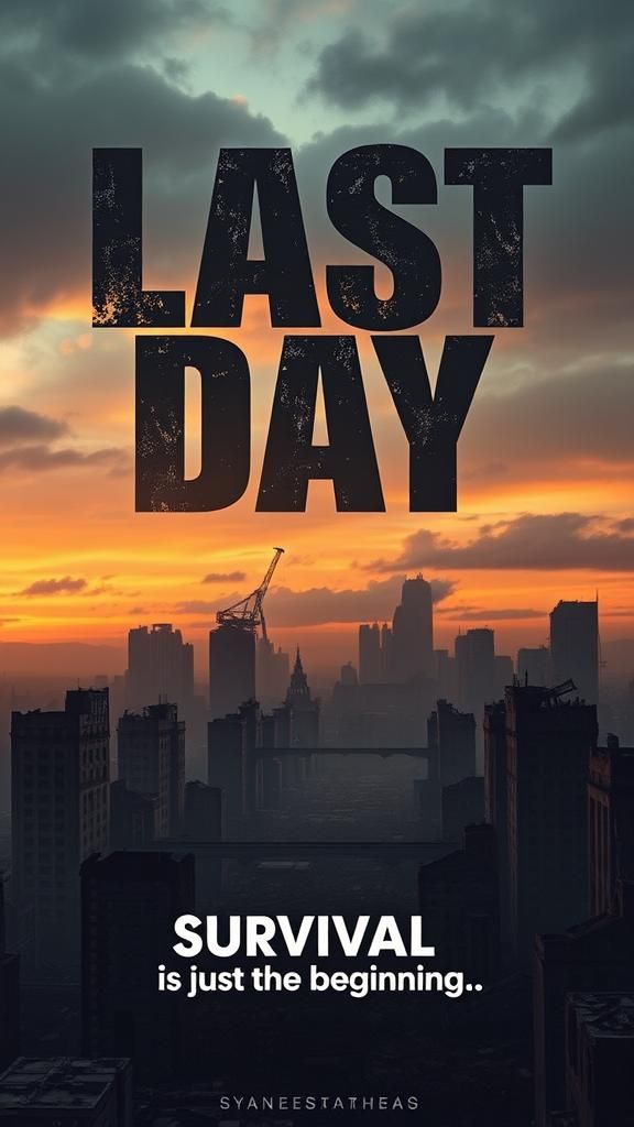 Dystopian Cityscape at Dusk in Cinematic Style