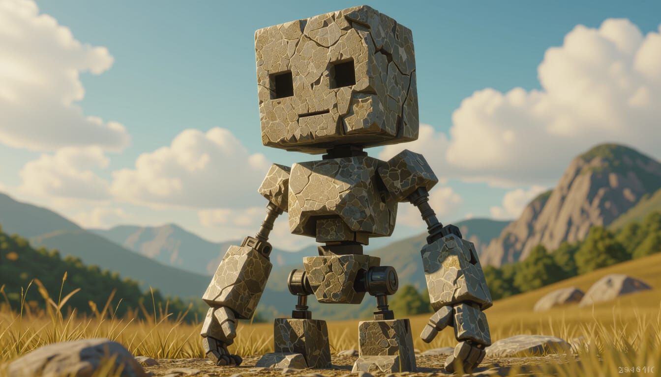 Stone Humanoid Prototype in 3D Anime Style