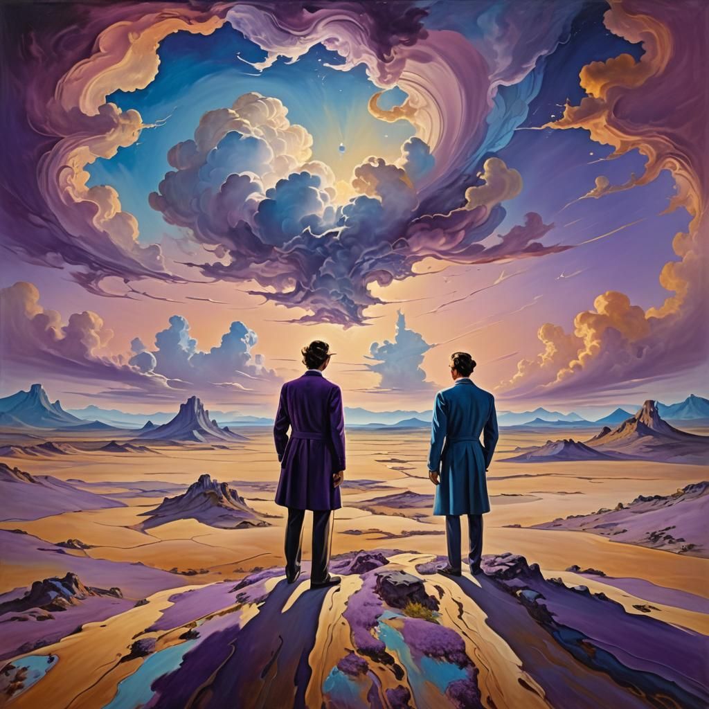 Surreal Friends in Dreamlike Landscape