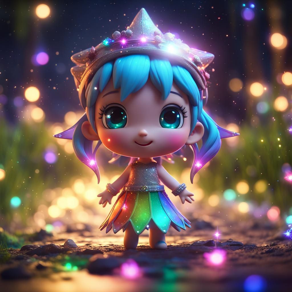 Iridescent Fairy with Stardust in 3D Game Style