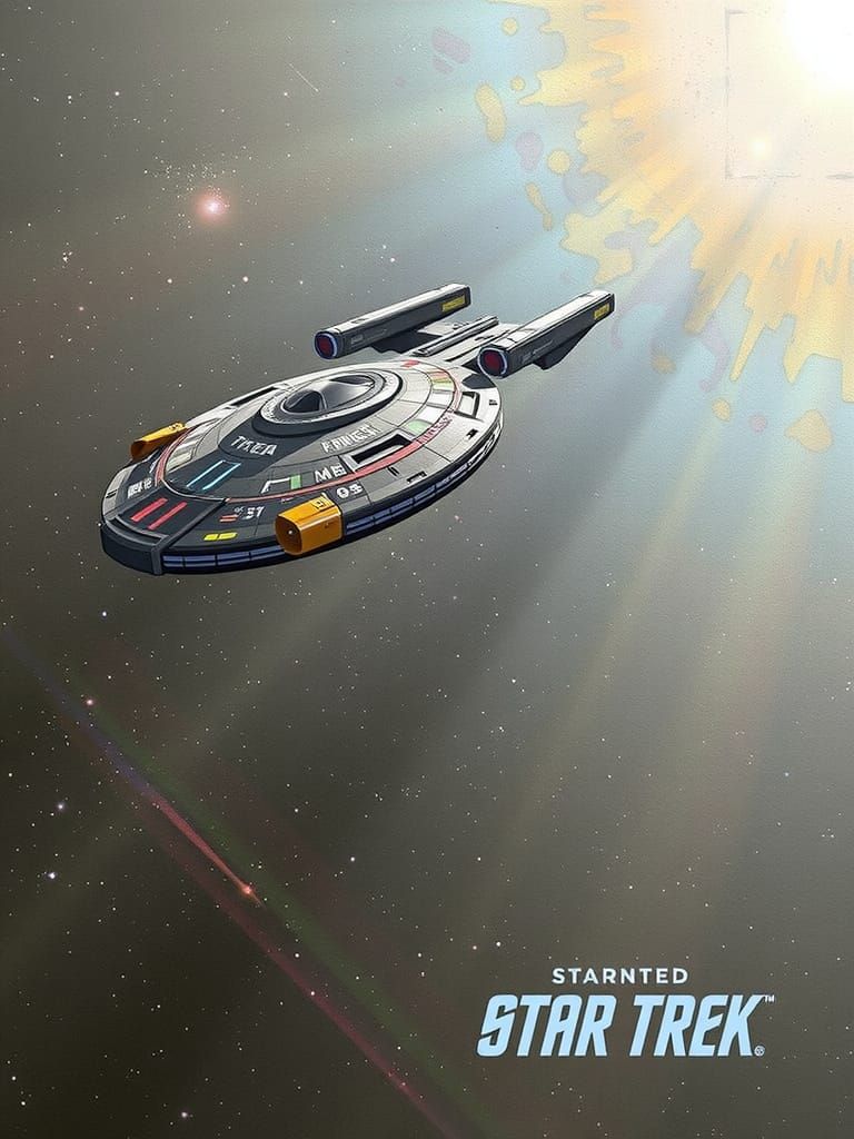 Majestic Starfleet Vessel in Industrial Futurism Style