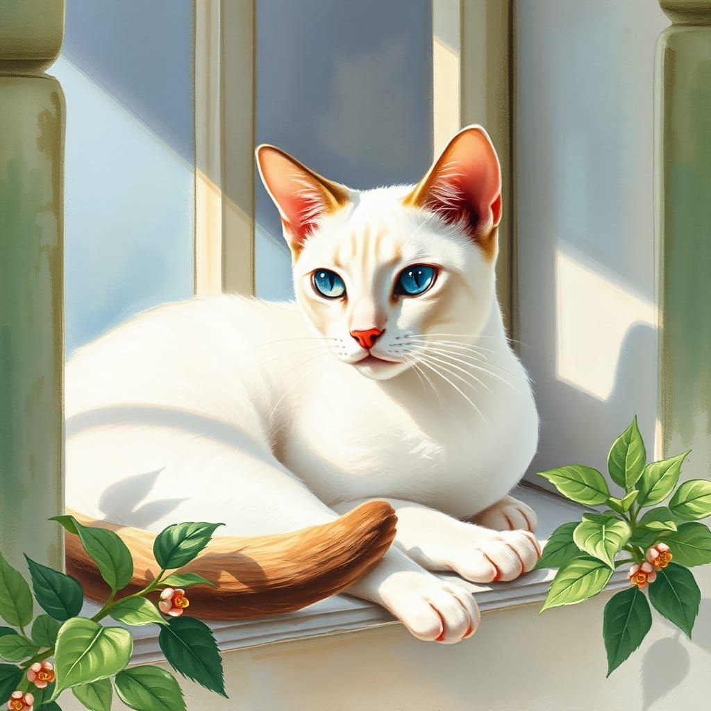Siamese Cat in Impressionist Style