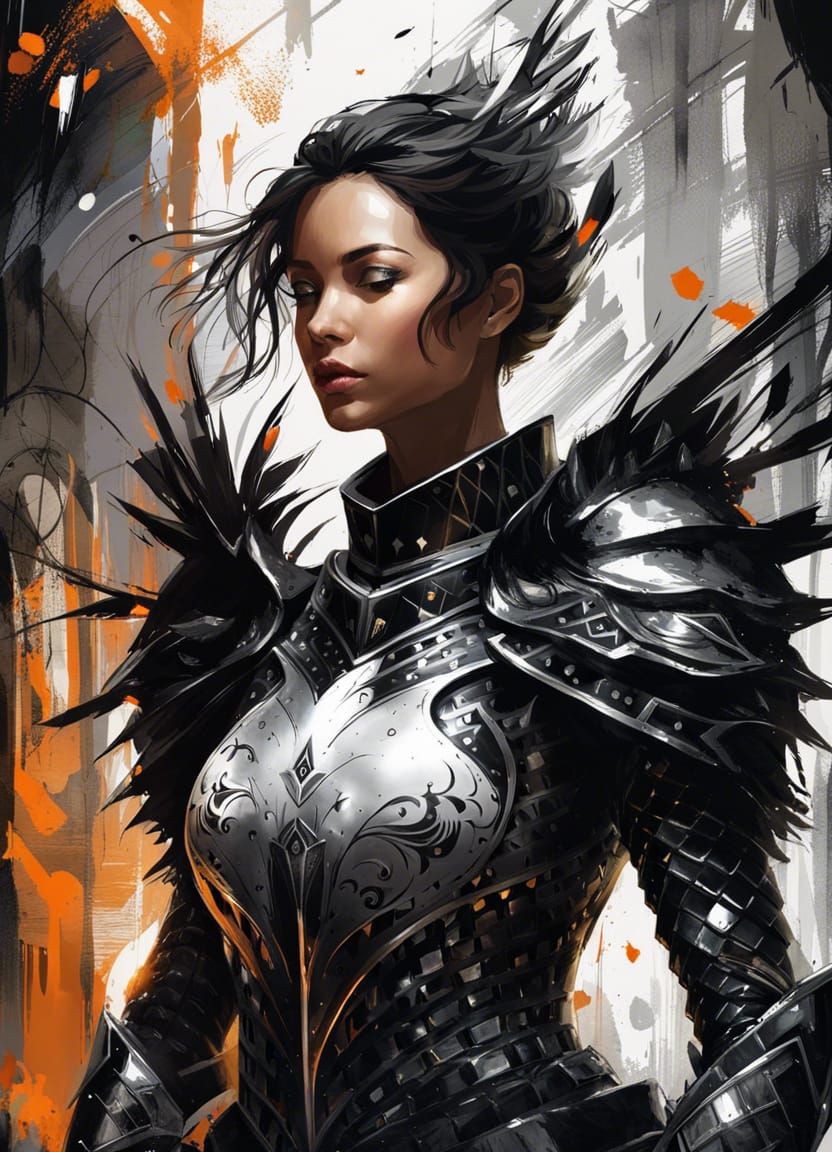 Detailed Knight in Black Armor Concept Art