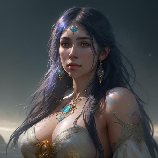 Gypsy Moon: Hyperdetailed Portrait in Art Nouveau Style