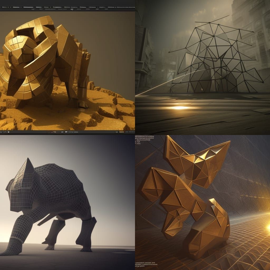 Epic Geometric Sculpture in 3D Style