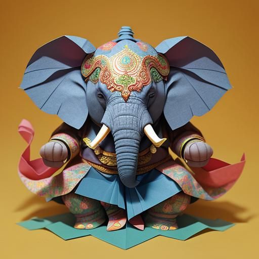 Origami Elephant God Ganapati Papercraft