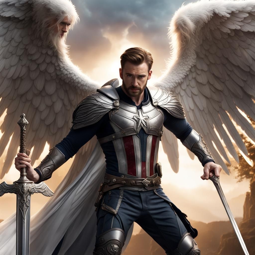 Angel with Silver Sword, Detailed Fantasy Concept Art