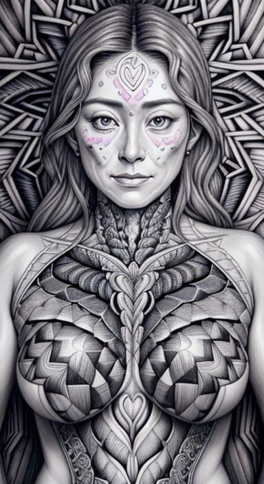 Surreal Psychedelic Portrait with Intricate Anatomical Detai...