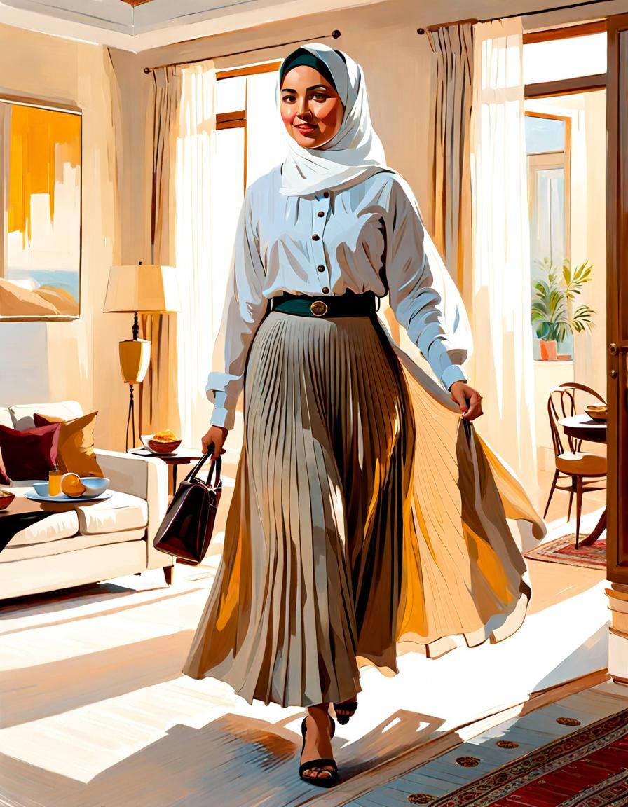 Middle Eastern Woman in Hijab: Oil Painting