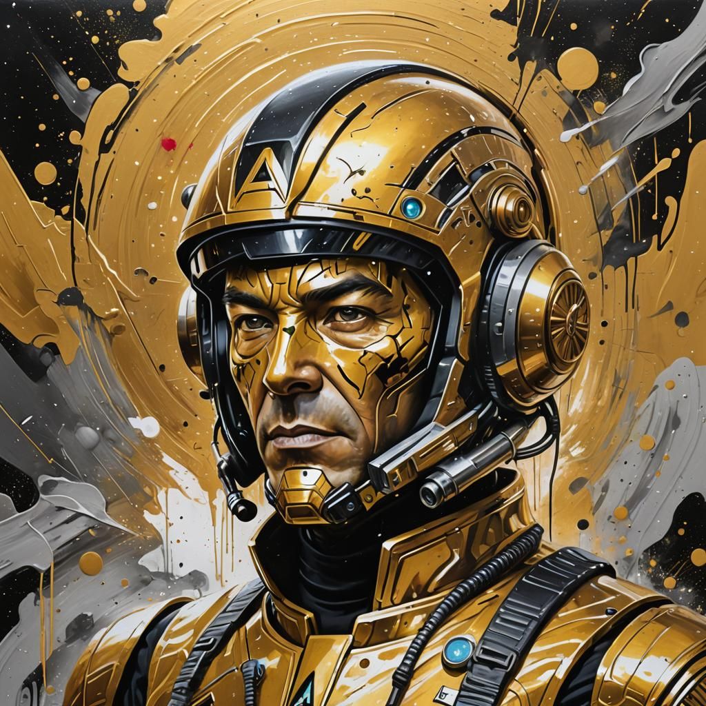 Star Trek Pilot in Golden Spaceship: Graffiti Art