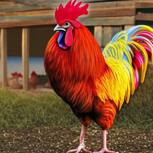 Colorful Rooster Portrait in Cinematic Lighting