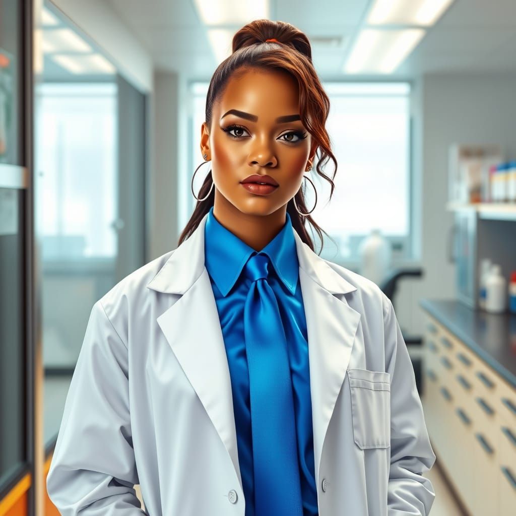Rihanna in Modern Laboratory Attire
