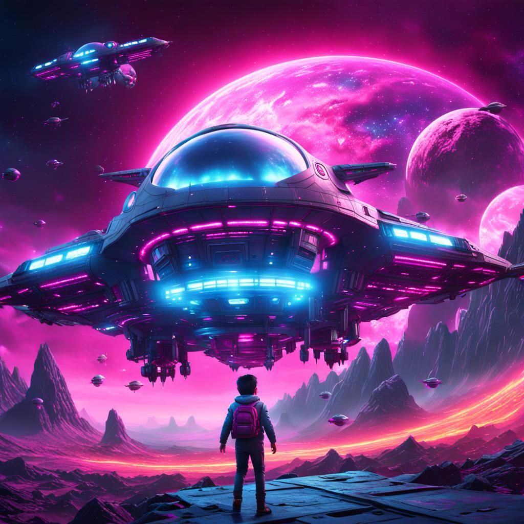 Magenta-Eyed Child's Spaceship Journey