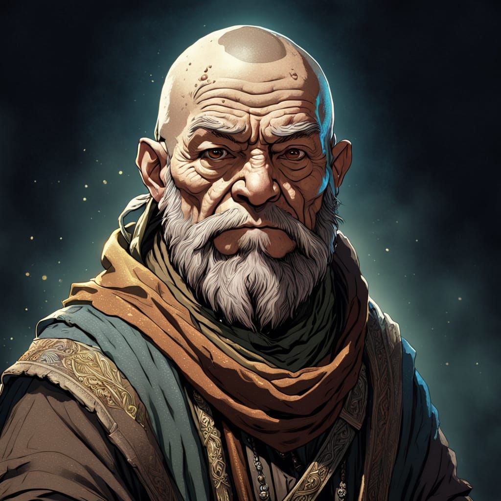 Ethereal Dwarf Monk with Triadic Colors