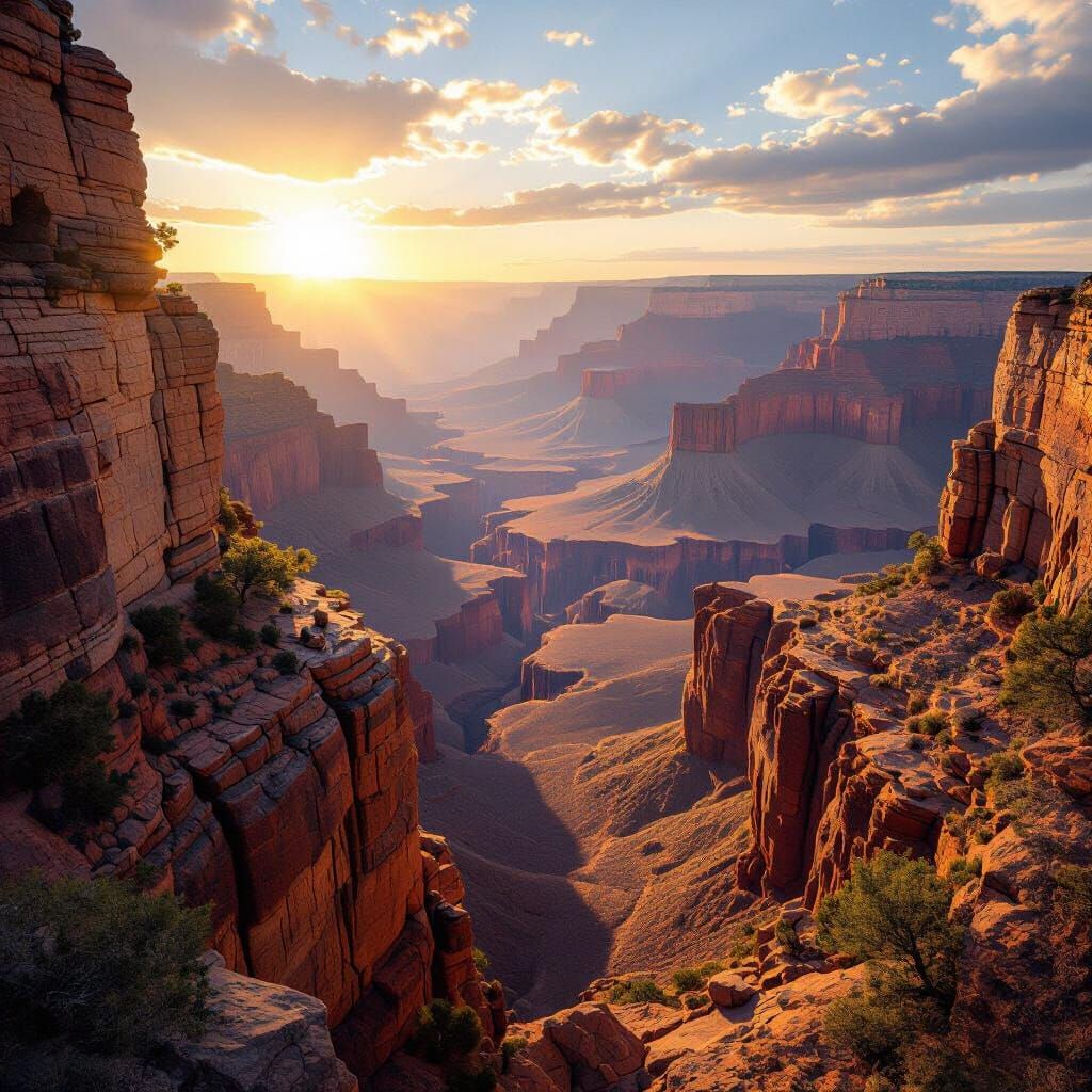 Grand Canyon Interior: Towering Sandstone Formations at Gold...