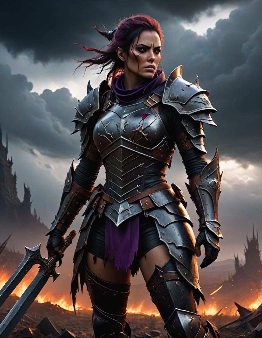 Epic Dark Fantasy Demon Knight in Muddy Armor