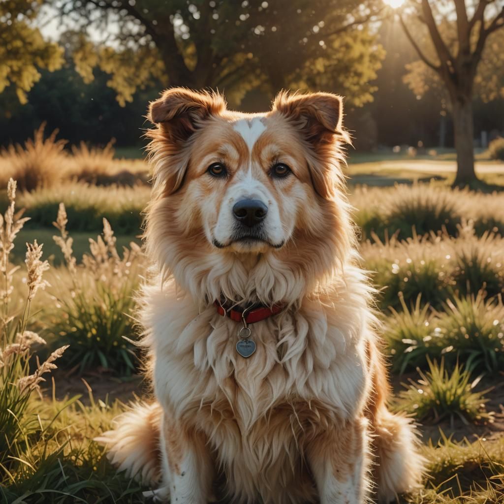 Fluffy Dog Portrait in Hyper-Realistic Digital Art
