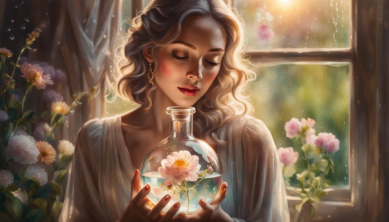 Dreamy Watercolor Potion with Flowers