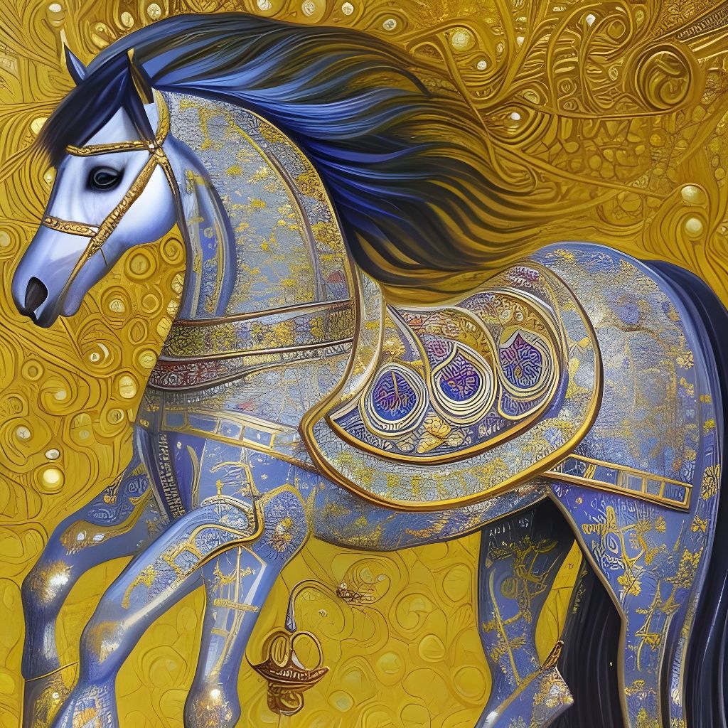 Majestic Arabian Horse in Divine Art Nouveau Style