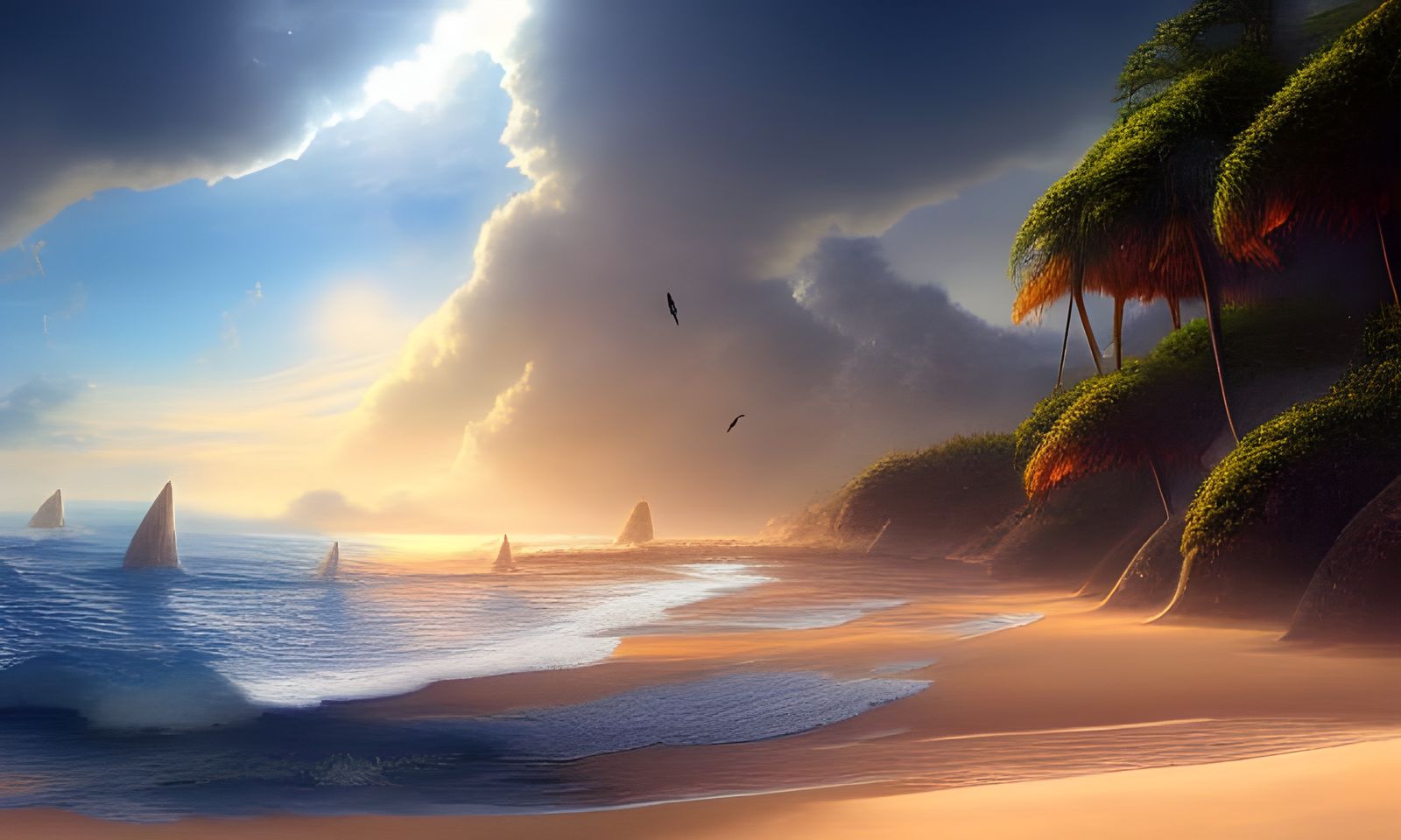 Epic Beach Scene in Digital Matte Painting